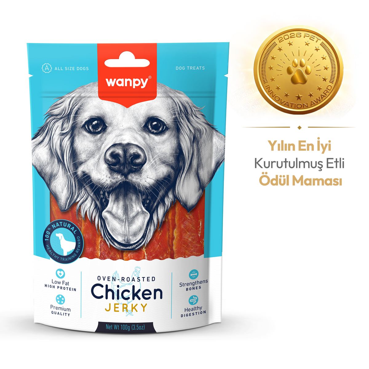 Wanpy Fırınlanmış Gerçek Tavuk Fileto Köpek Ödülü 100 gr