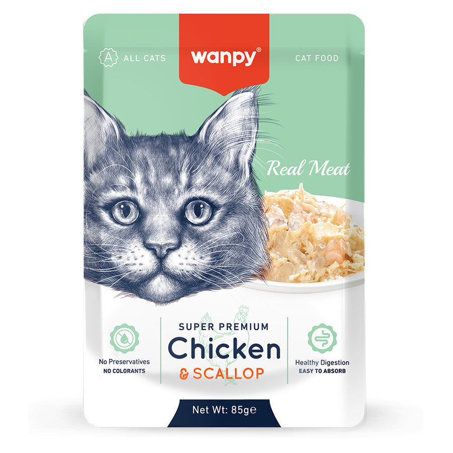 Wanpy Pouch Tavuklu & Morina Balıklı Yaş Kedi Maması 85 gr
