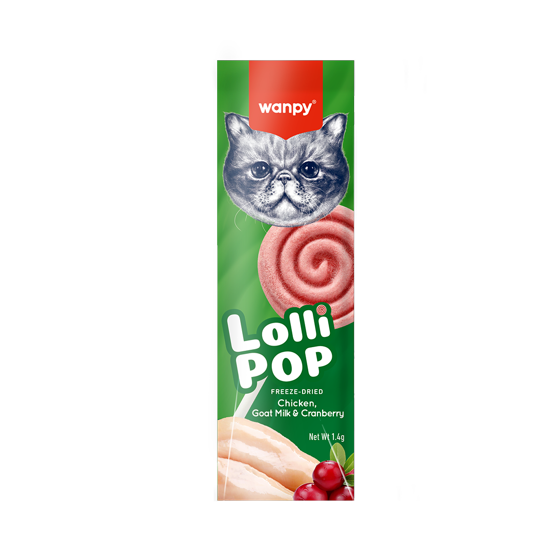 Wanpy Kediler İçin Dondurularak Kurutulmuş Lolipop – Kızılcık