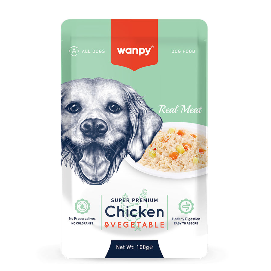 Wanpy Pouch Tavuk&Sebze Yaş Köpek Maması 100 gr – Wanpy Pet Food