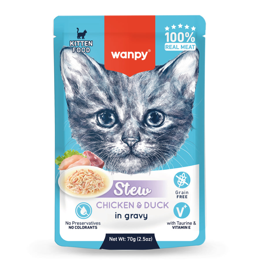 Wanpy Pouch Tavuk&Ördek Yaş Kedi Maması 70 gr