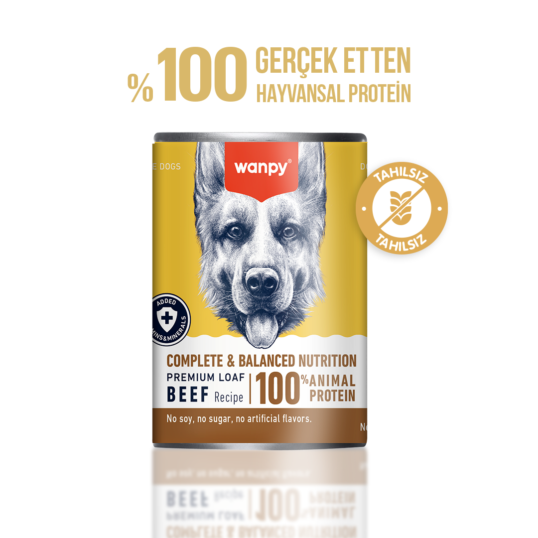 Wanpy Tahılsız Köpek %100 Gerçek Et Biftekli Konserve 375 gr