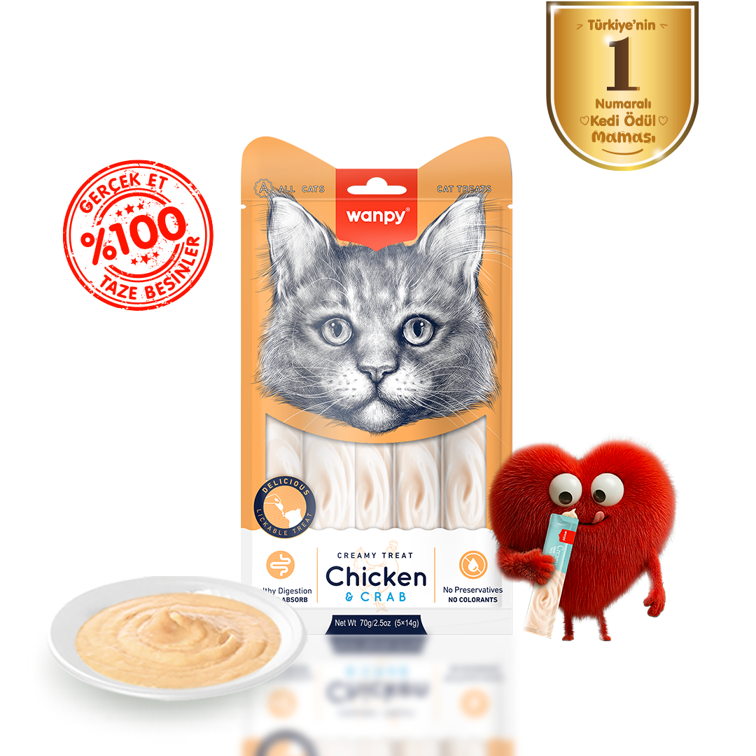 Wanpy Tavuklu&Yengeçli Krema Kedi Ödülü 5x14 gr