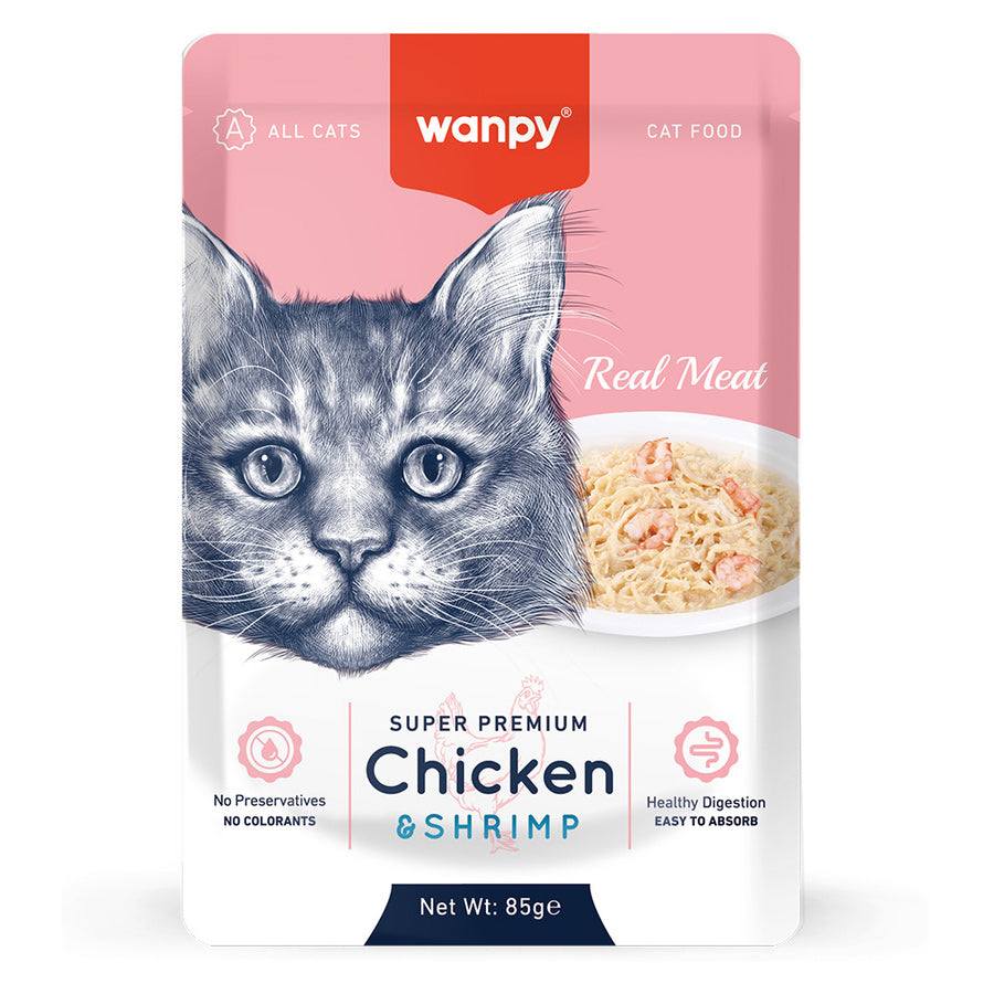 Wanpy Pouch Tavuklu & Karidesli Yaş Kedi Maması