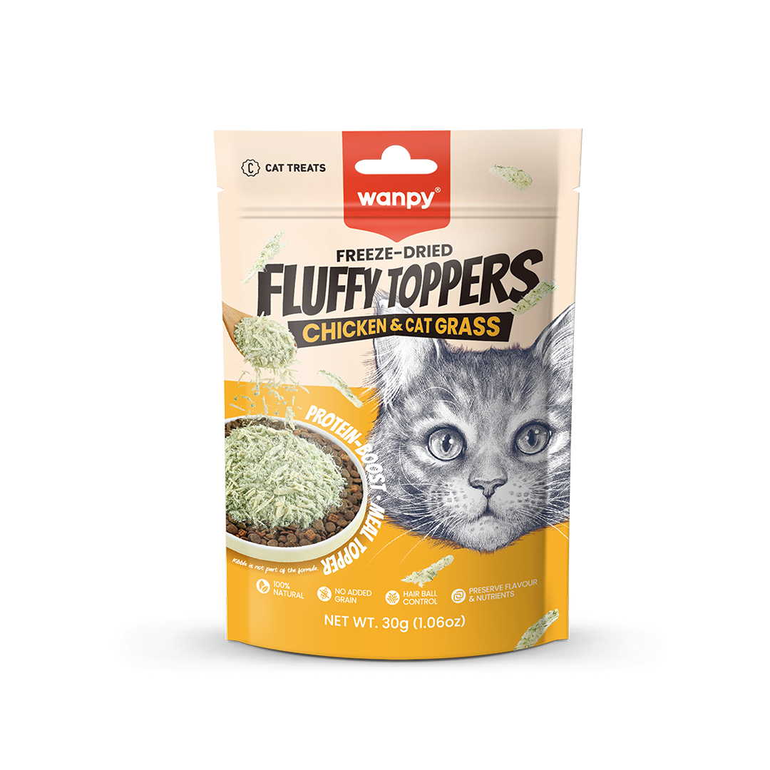 Wanpy Dondurularak Kurutulmuş Fluffy Toppers – Tavuk & Kedi Otu - 30g