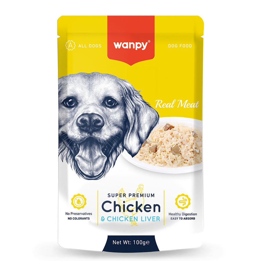Wanpy Pouch Tavuklu ve Ciğerli Yaş Köpek Maması
