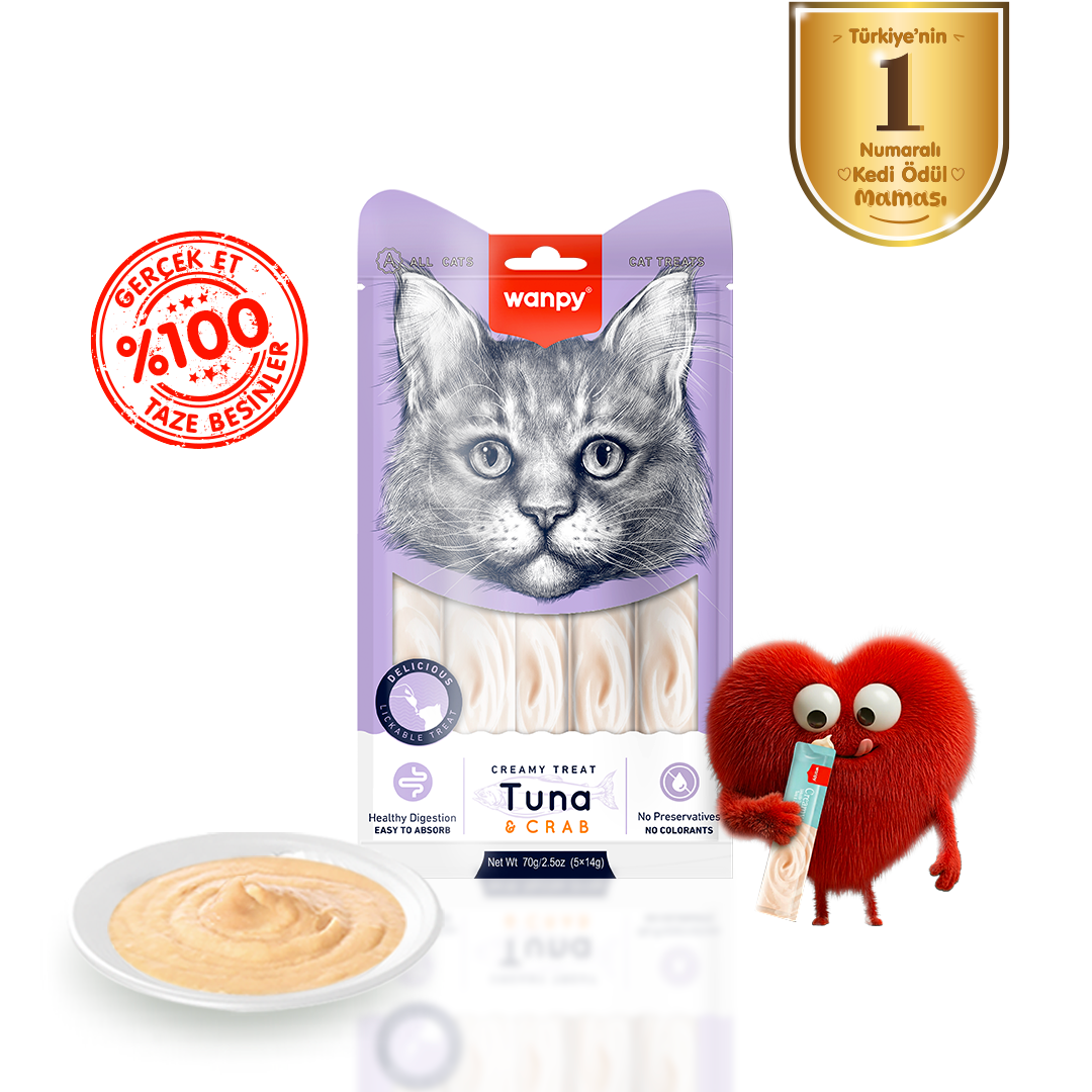 Wanpy Ton Balıklı&Yengeçli Krema Kedi Ödülü 5x14 gr